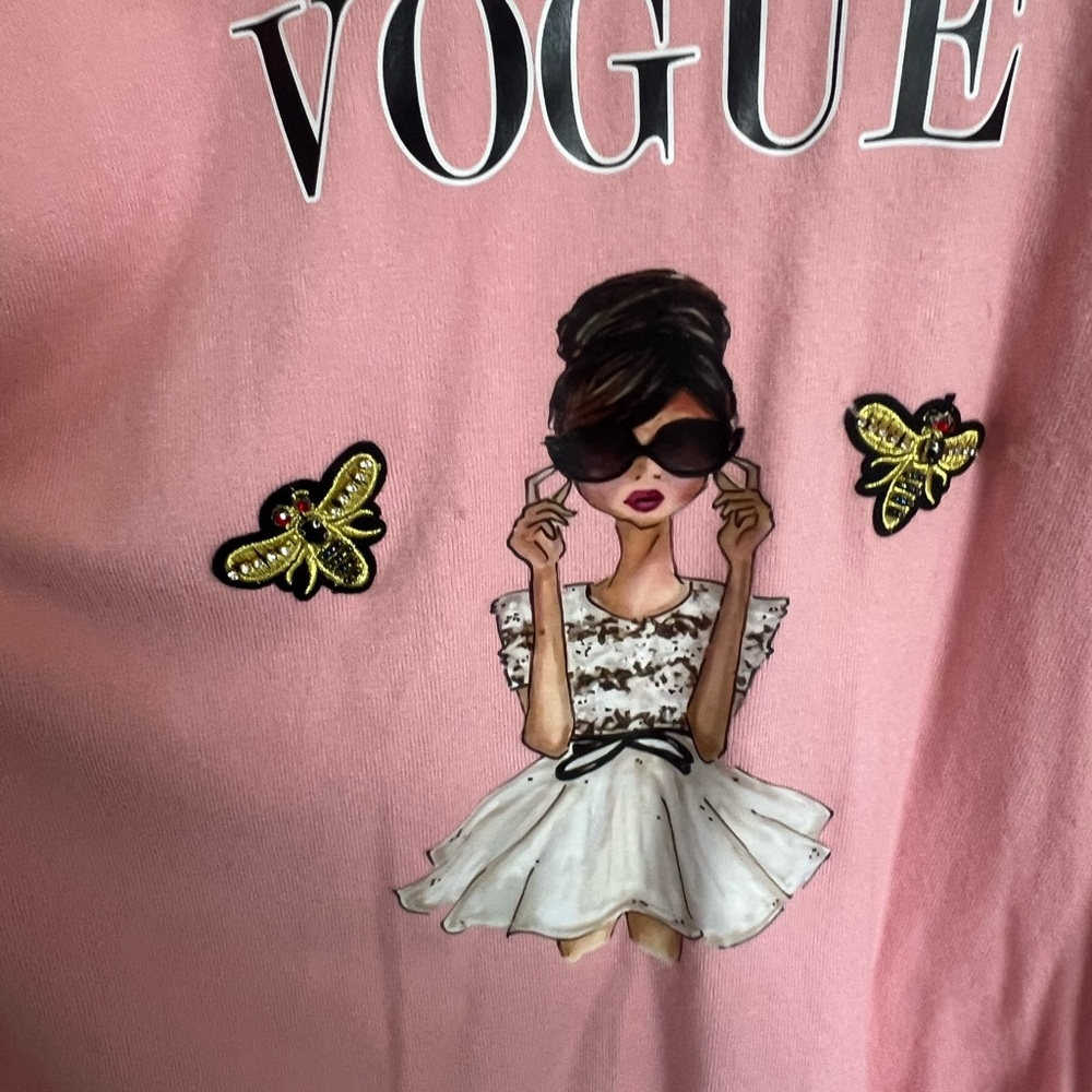 Pink Graphic sweater with Fashion Illustration purchased from a boutique